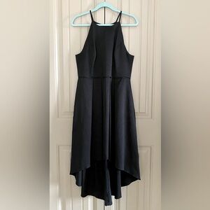 Aidan Mattox Black Hi Low Hem Halter Dress